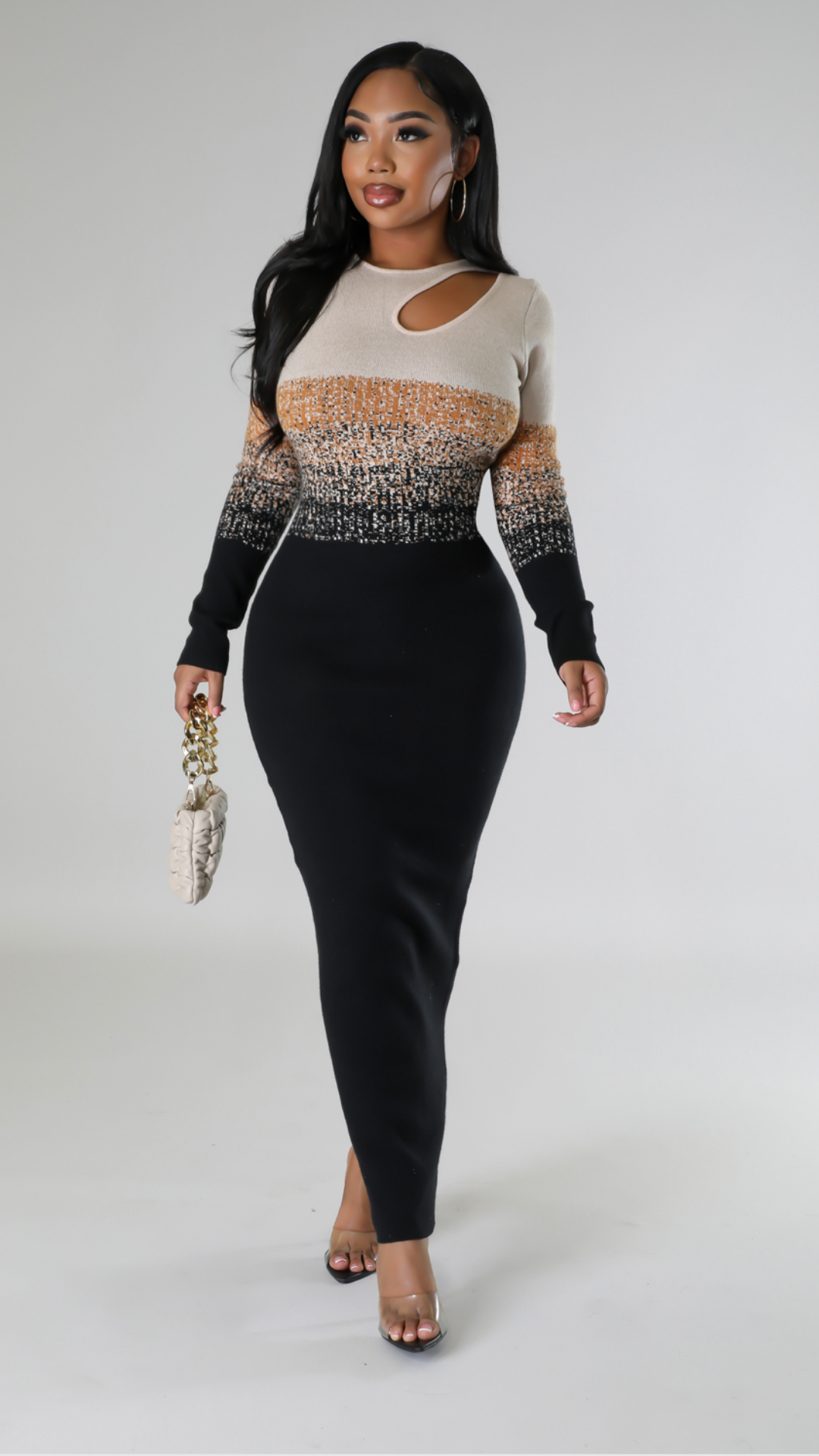 Avani Black colorblock knit sweater dress
