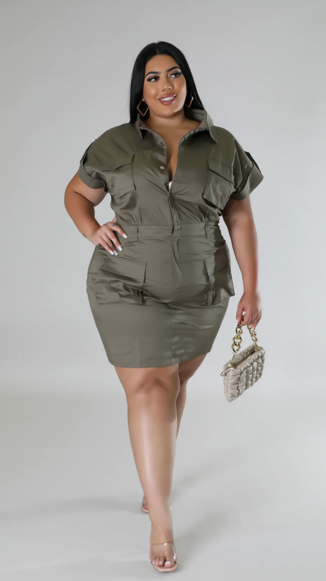 Dahlia Olive Cargo Dress