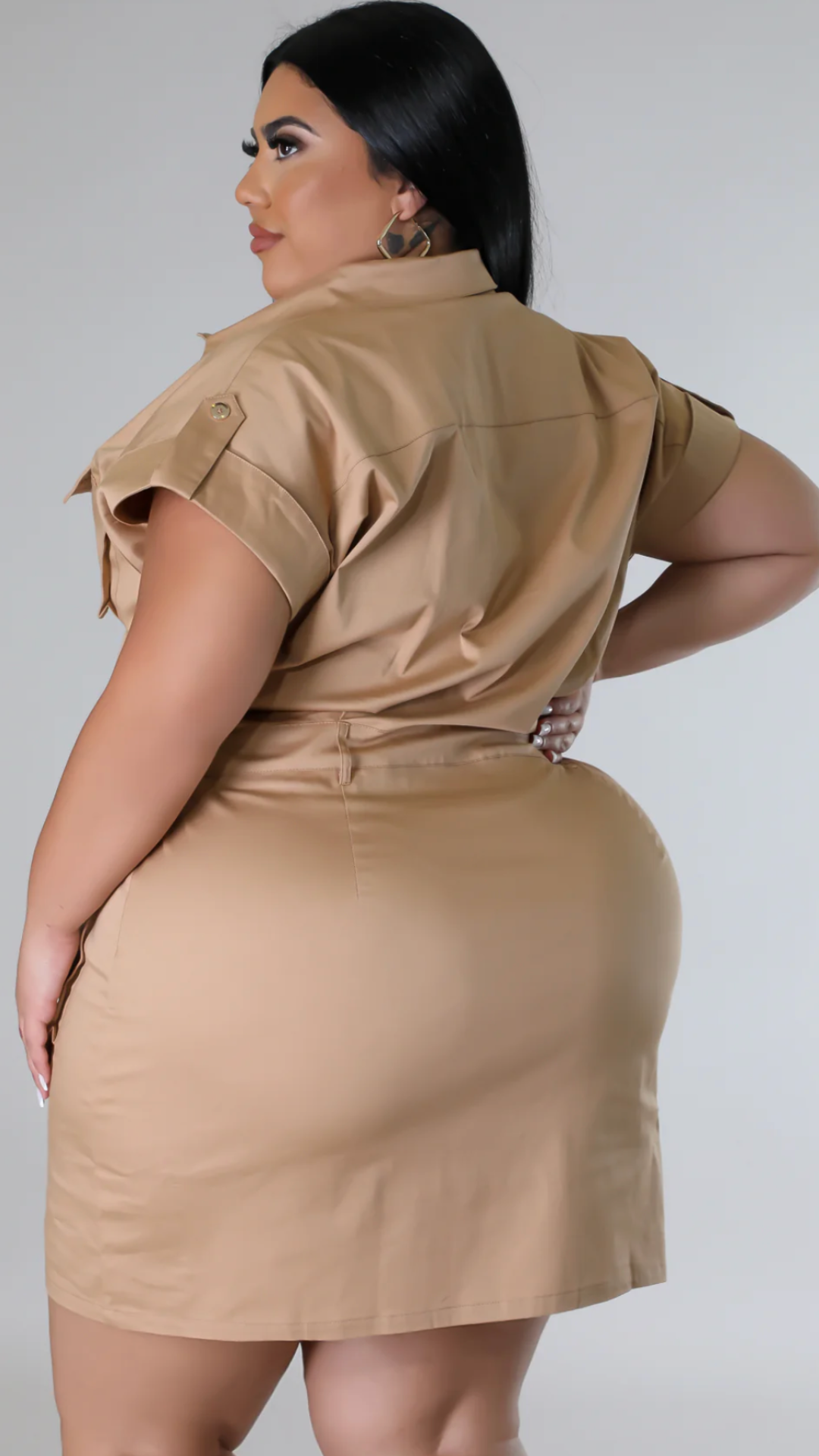 Evelyn Plus Size Khaki Dress