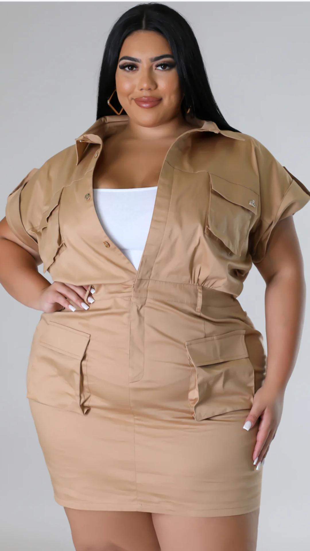 Evelyn Plus Size Khaki Dress