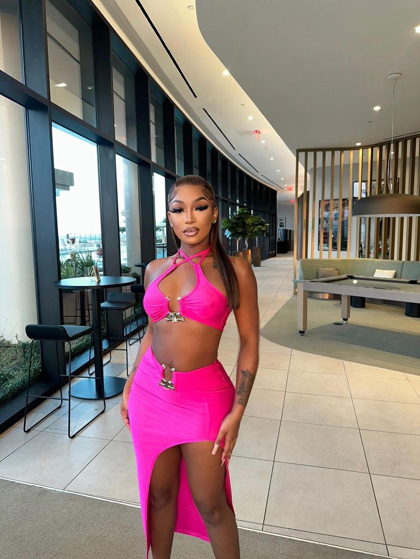 Felicia Fuschia Skirt set