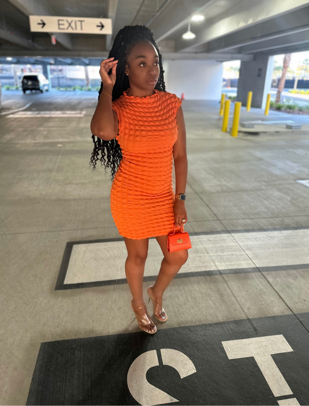 Cierra Orange Bubble dress