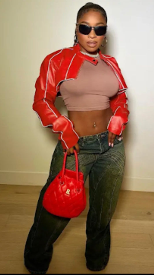 Red Half Leather Jacket