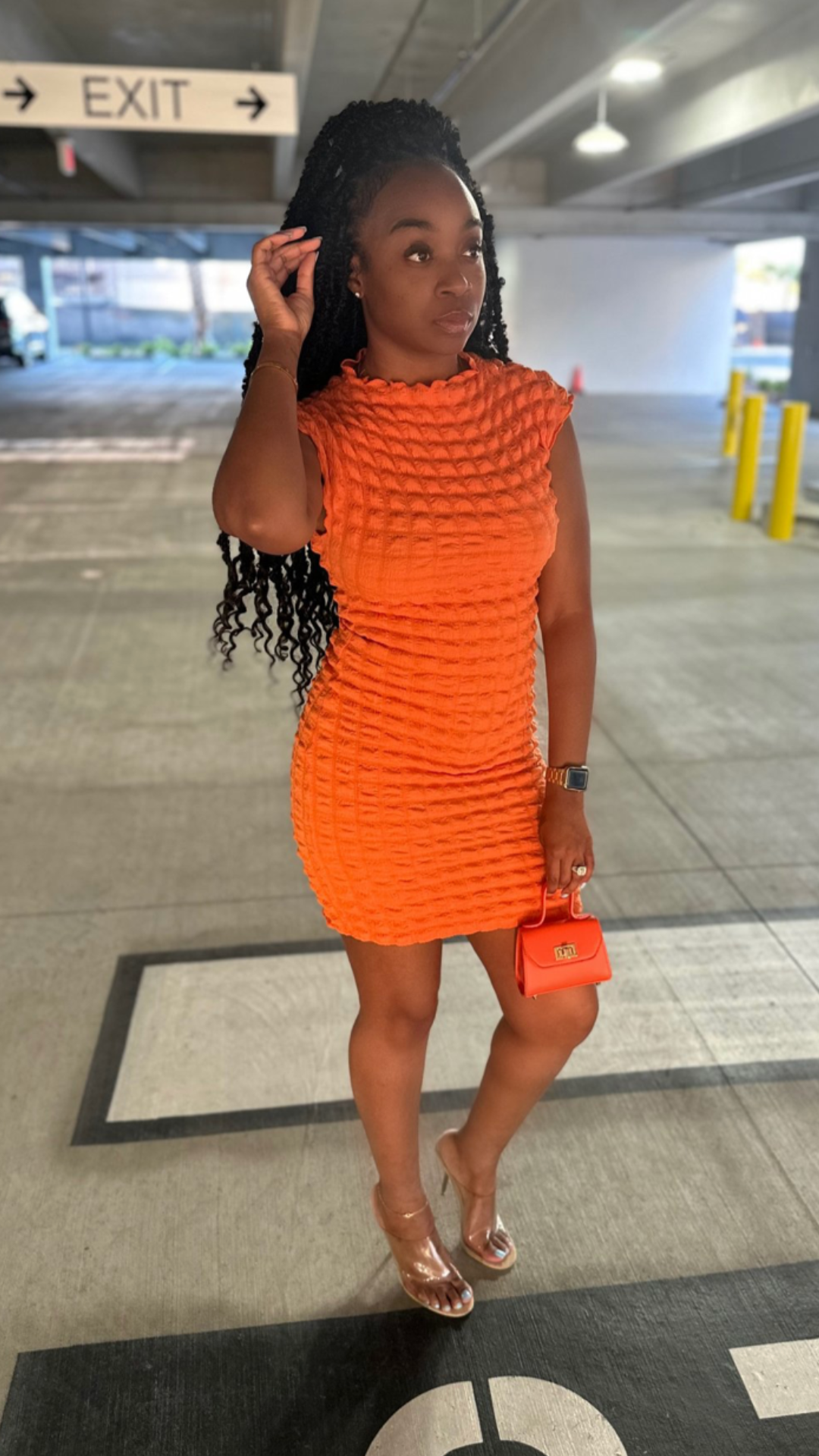 orange bubble hem dress Cato Fashions