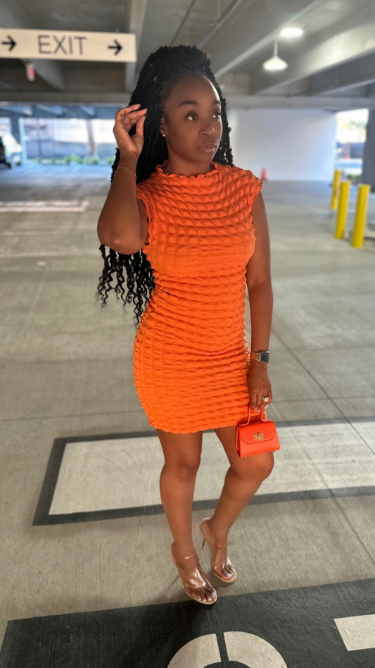 Cierra Orange Bubble dress