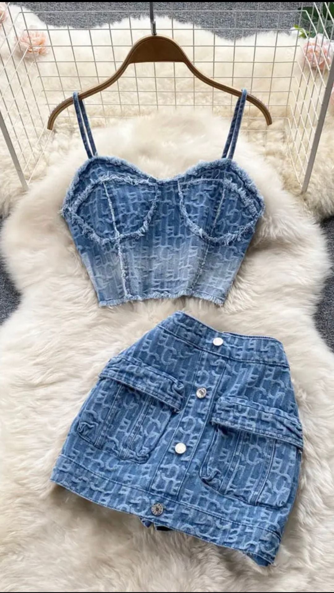 Aaliyah Two piece denim skort set