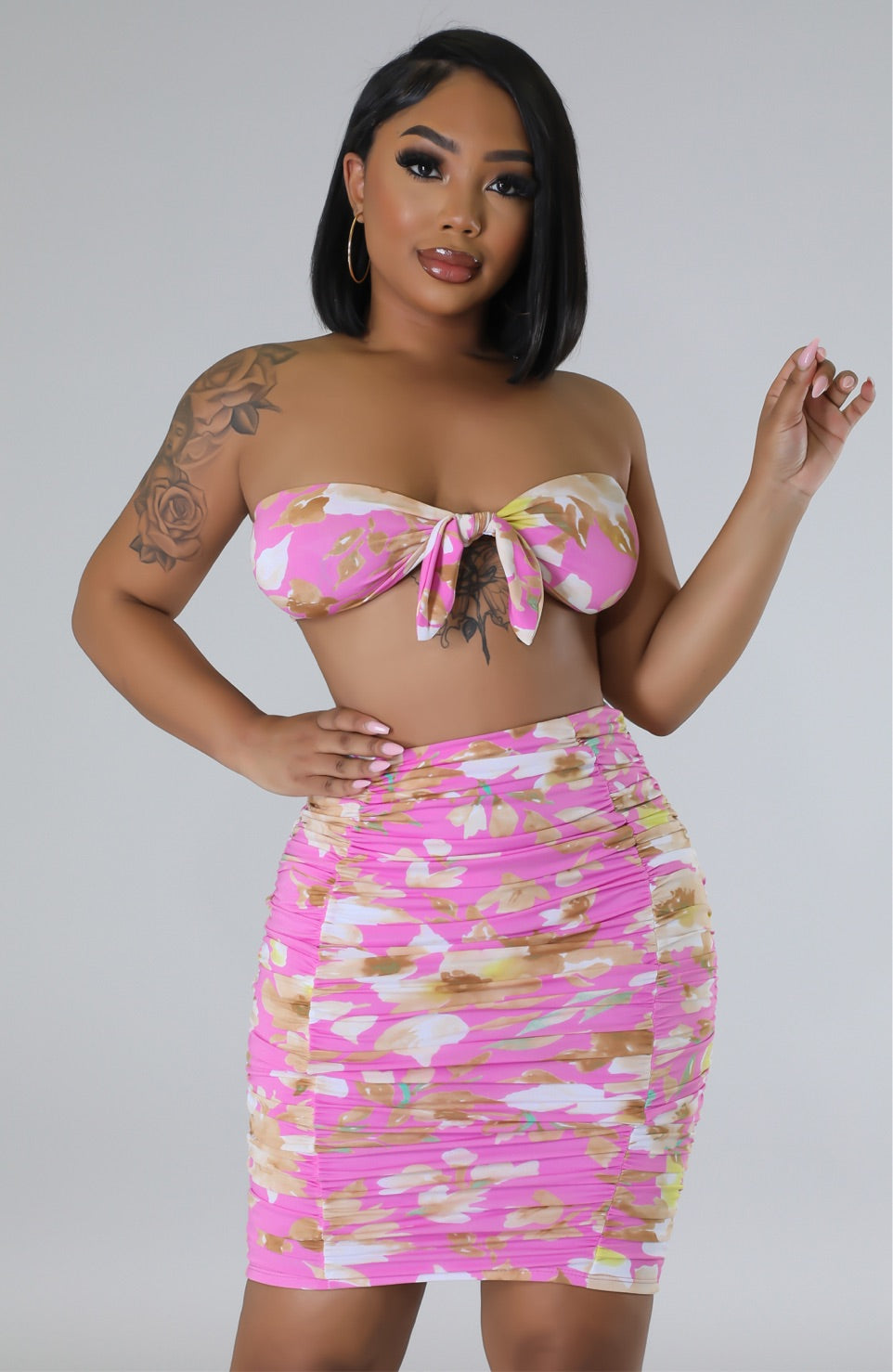 Keke pink skirt set - Valour