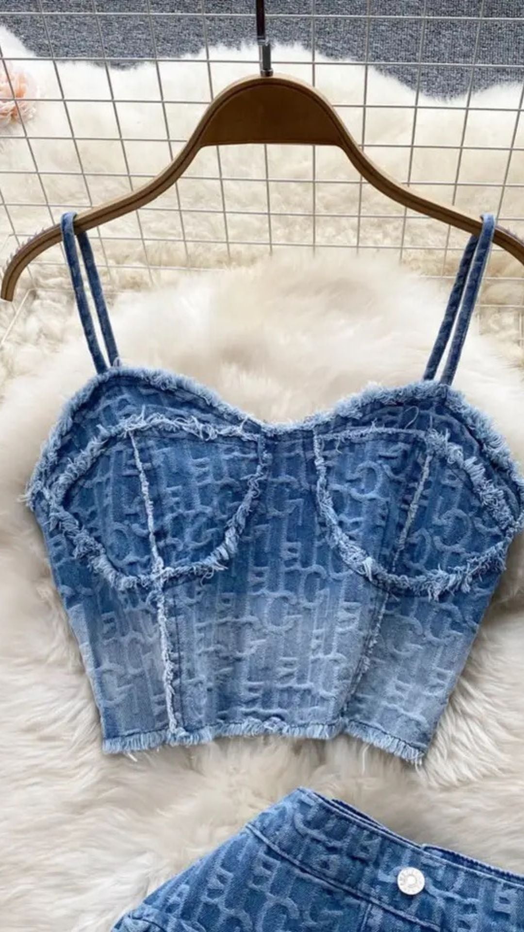 Aaliyah Two piece denim skort set