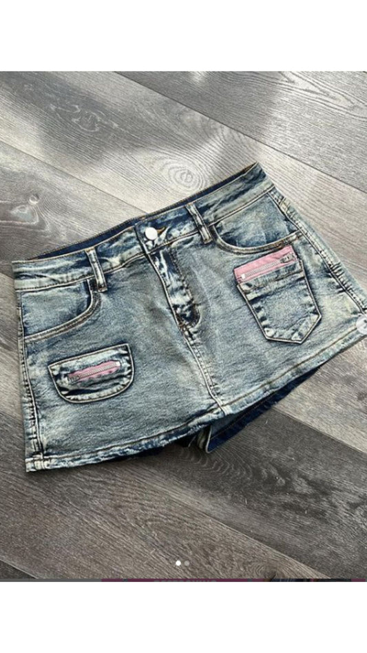 Angel stonewash denim skort
