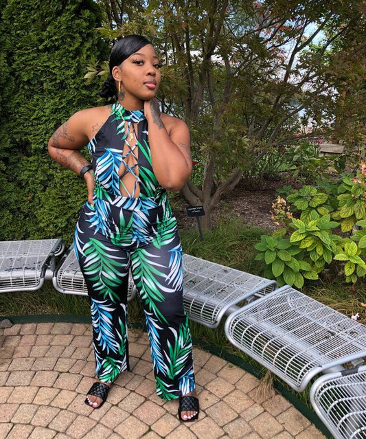 Tropical leaves jumpsuit - Valour